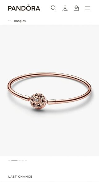 Pulsera Pandora Oro rosa de copo de nieve.