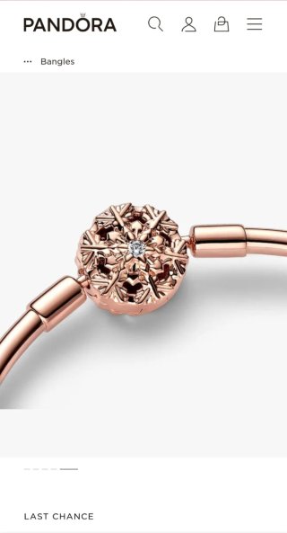 Pulsera Pandora Oro rosa de copo de nieve.