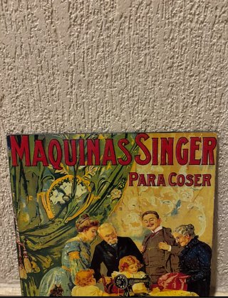 Cartel Publicidad Vintage Máquinas Coser SINGER