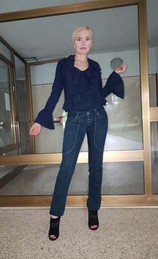 Cardigan azul mujer talla única