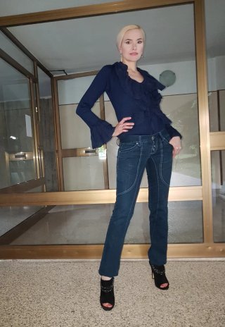 Cardigan azul mujer talla única