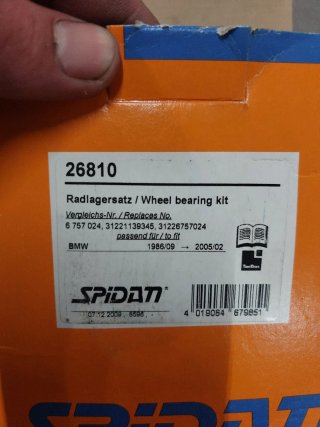 Cubo Rodamiento Rueda Trasera BMW E30 E36 Z3 SPIDA
