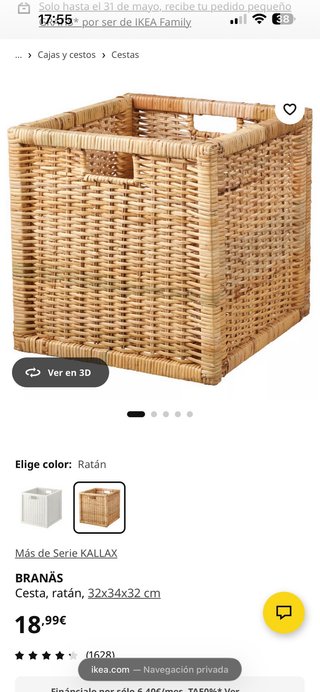 4 Cestas de Mimbre IKEA BRANAS