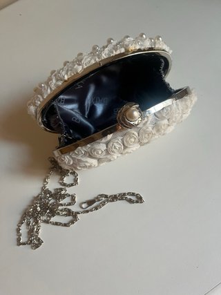 Borsa cerimonia bianca con perle
