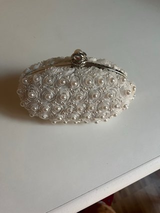 Borsa cerimonia bianca con perle