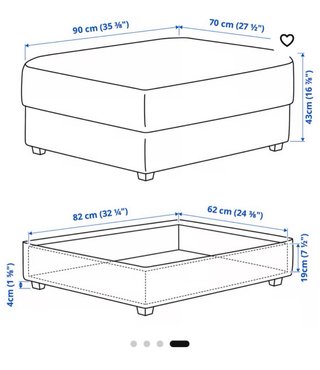 Puff grande con almacenaje Ikea modelo kivik