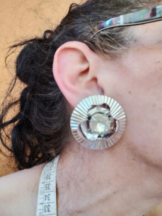 Orecchini clip Rocca silver Cristal