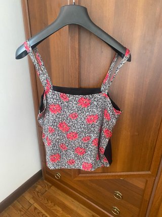 Top sartoriale seta/lana fantasia floreale.