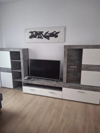 Mueble Salón Modular Blanco y Gris. Akron