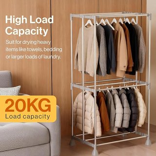 Electric Clothes Dryer with Sock Clip, 2-Tier Fold