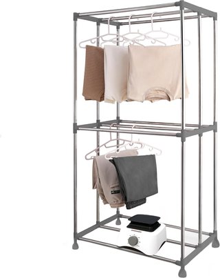 Electric Clothes Dryer with Sock Clip, 2-Tier Fold