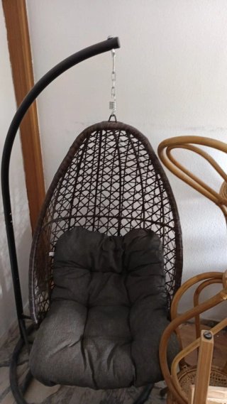 Silla Hamaca Mimbre y Tela