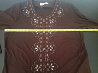 Blusa DMJ mujer marrón con pedrería