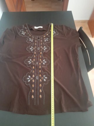 Blusa DMJ mujer marrón con pedrería
