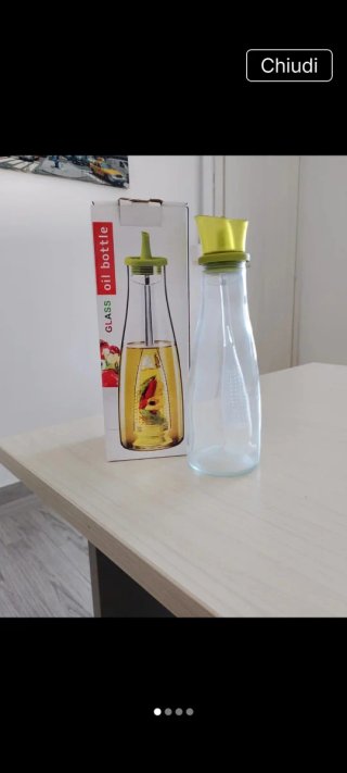Oliera in vetro con tappo verde