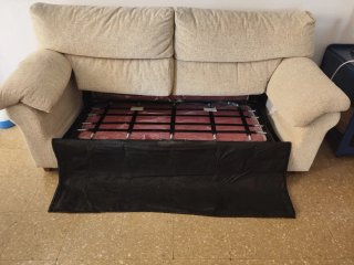 Sofá cama beige tela con tejido antimanchas