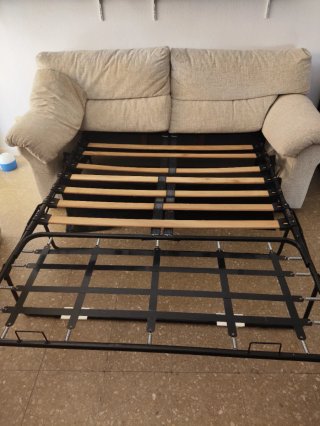 Sofá cama beige tela con tejido antimanchas