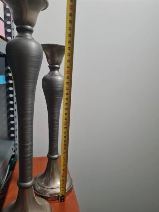 Pareja Candelabros Metal Plateado