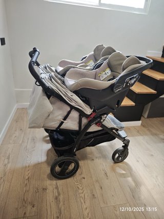 PegPerego Carro Doble + 2 Maxicosi + Bases Isofix