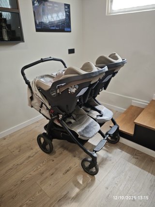 PegPerego Carro Doble + 2 Maxicosi + Bases Isofix