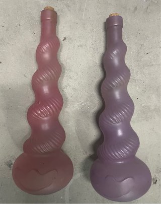 2 Botellas Cristal Decorativas Rizadas