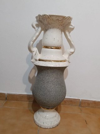 Jarrón alto cristal flores blancas