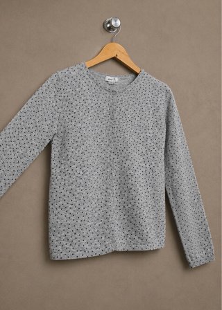 Cardigan bambina grigio fantasia pois 12 anni