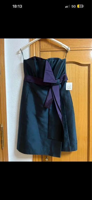 Vestido fiesta bicolor azul Talla L