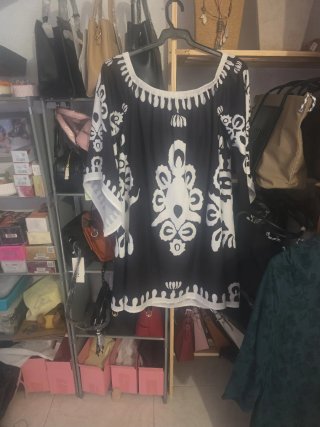 Vestido estampado blanco y negro talla única