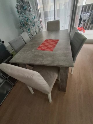 Mesa Comedor Extensible Gris Cemento