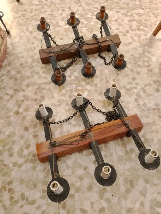 Lámpara de techo rústica madera y metal