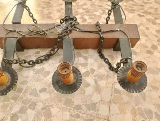 Lámpara de techo rústica madera y metal