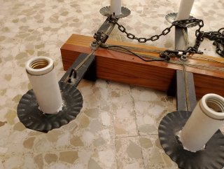 Lámpara de techo rústica madera y metal