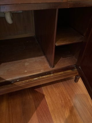 Tocador antiguo madera y mármol, lavabo porcelana
