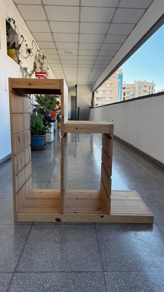Mesa Auxiliar Madera con 2 Baldas y 2 Cajones