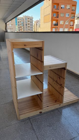 Mesa Auxiliar Madera con 2 Baldas y 2 Cajones
