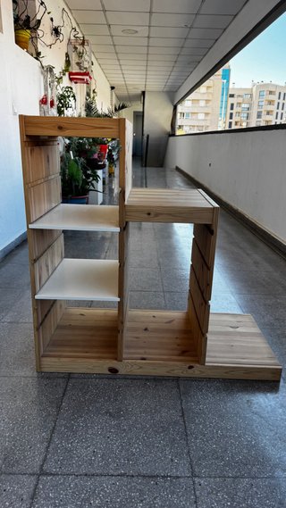 Mesa Auxiliar Madera con 2 Baldas y 2 Cajones