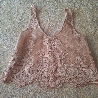 Top encaje Uterqüe rosa talla S