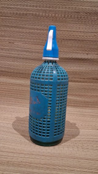 Sifón Antiguo Azul Vidrio Verde