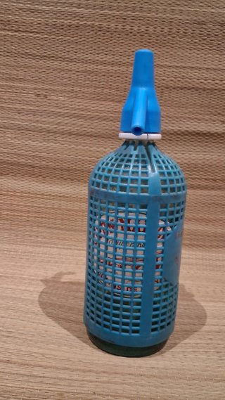 Sifón Antiguo Azul Vidrio Verde
