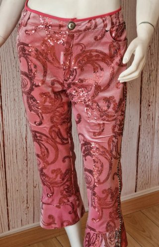 Pantalón pirata terciopelo rosa lentejuelas Highly
