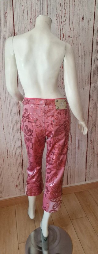Pantalón pirata terciopelo rosa lentejuelas Highly