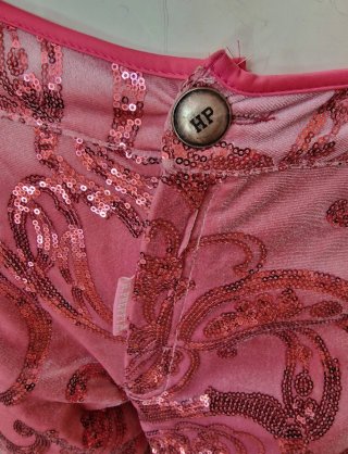 Pantalón pirata terciopelo rosa lentejuelas Highly