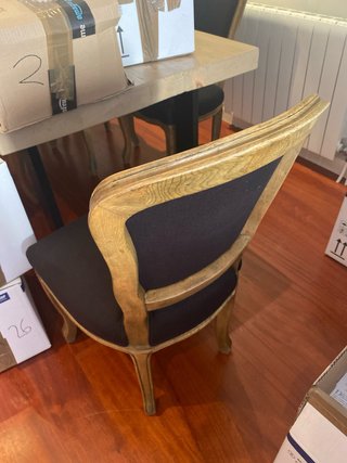 Sillas de comedor madera y tela negra (6 sillas)
