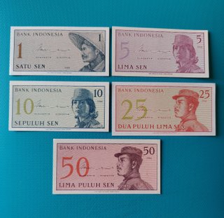 5 Billetes de Indonesia 1964