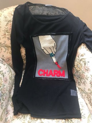 Maglia rete Vinceotto con stampa Charm e catenina