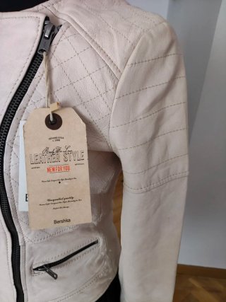 Cazadora Bershka Beige Cuero