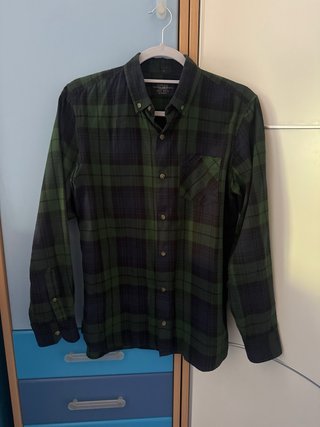 Camisa de cuadros PULL&BEAR verde y negro
