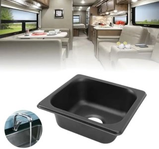 Fregadero compacto negro para autocaravanas