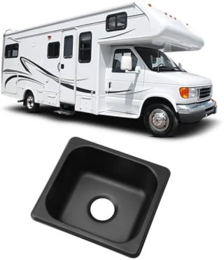 Fregadero compacto negro para autocaravanas